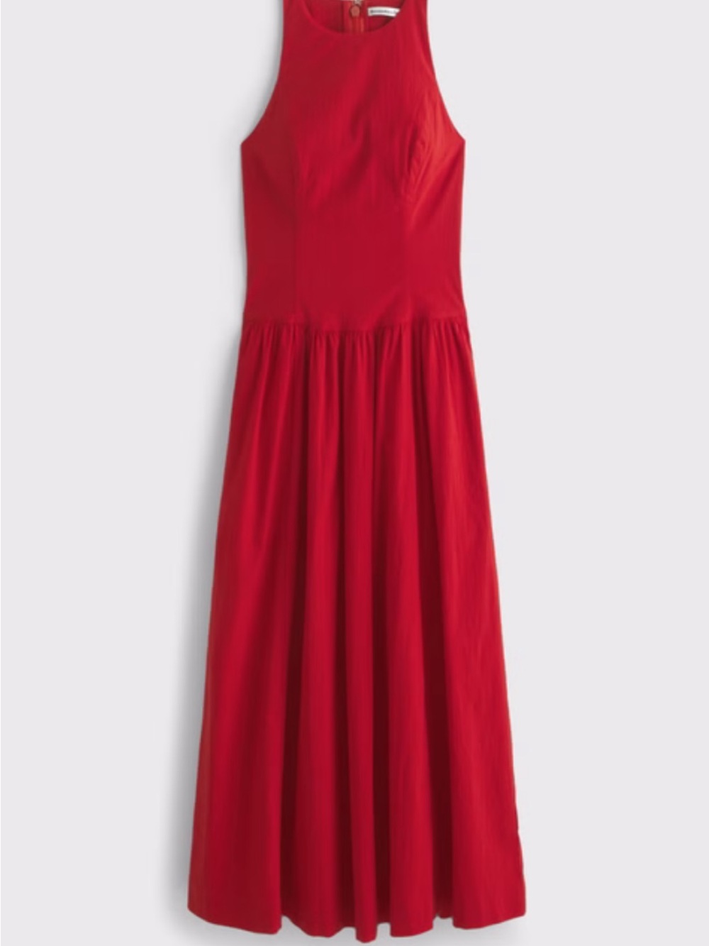 Abercrombie & Fitch Cotton High Neck Drop Waist Sleeveless Maxi Dress Red New L - Picture 8 of 12